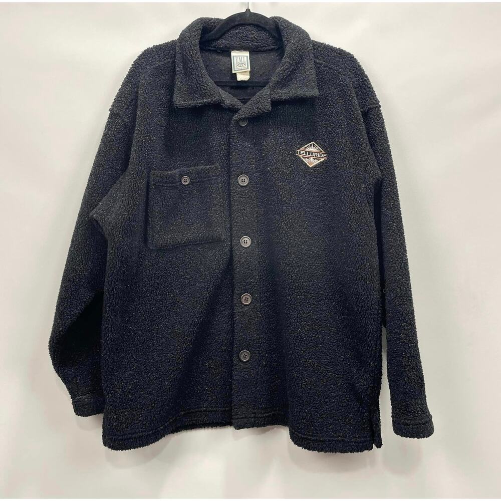 VTG EMI Fleece Telluride Colorado Jacket Womens Medium Black Ski 90s‎ Gorpcore